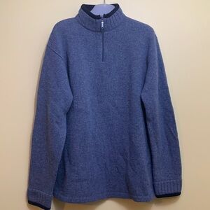 Alpine Design | Blue 1/4 Zip Mock Wool Blend Fleece Collar Pullover Sweater L